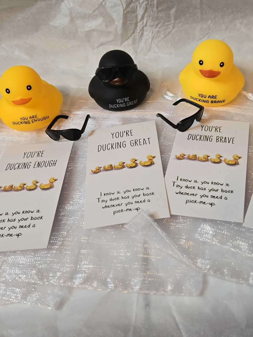 5 Pc Set of Inspirational Rubber Duckies – Yellow & Black